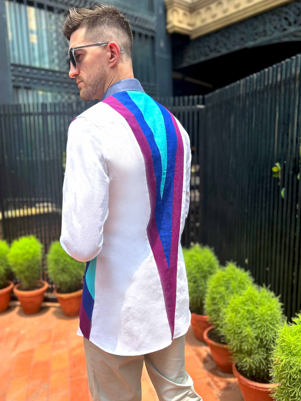 MCCLAIN AMALFI WONDERS HAND WOVEN COTTON PATCHWORK SHIRT