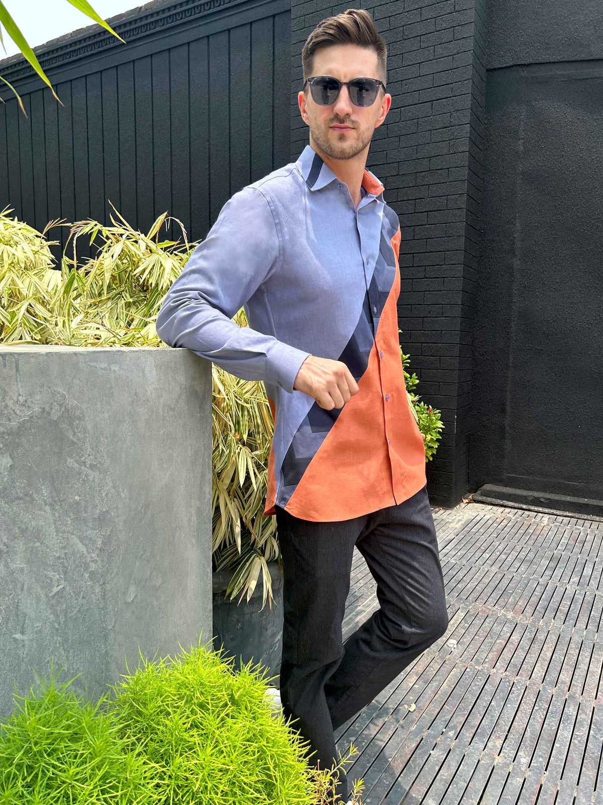 MCNEIL AMALFI WONDERS HAND WOVEN COTTON PATCHWORK SHIRT