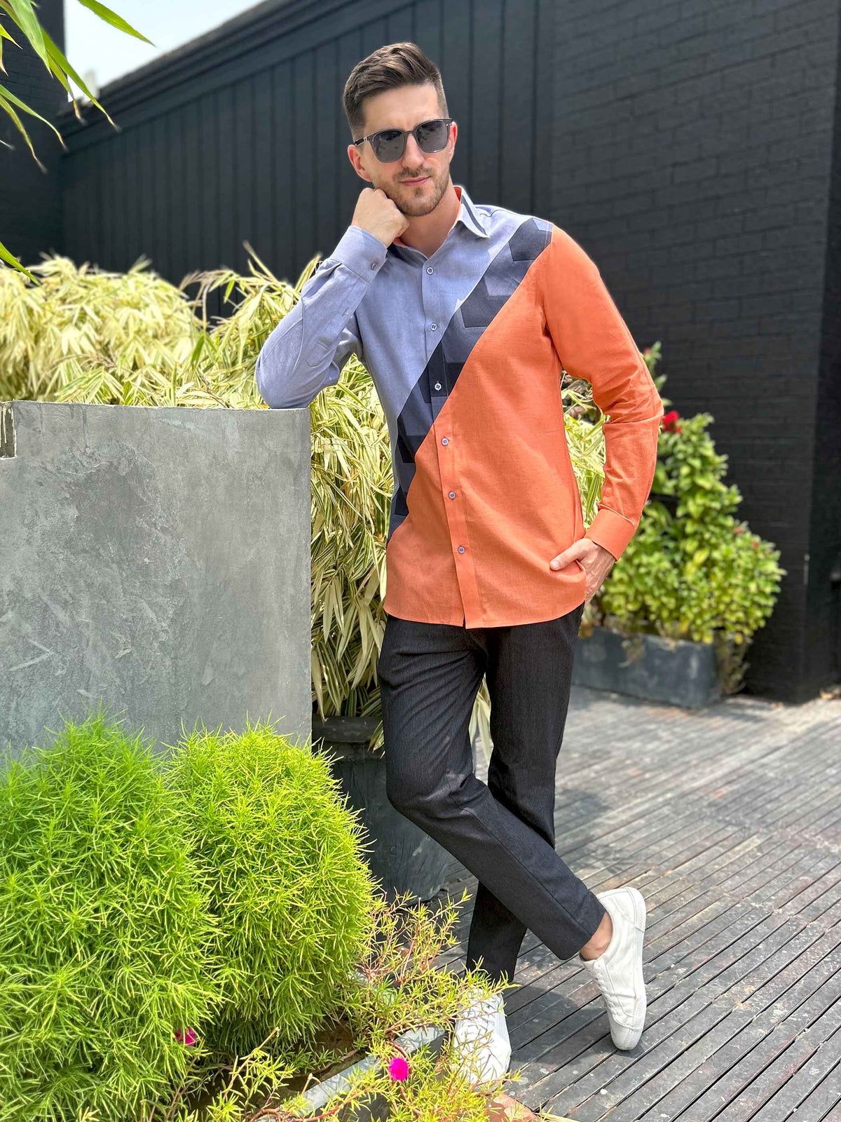 MCNEIL AMALFI WONDERS HAND WOVEN COTTON PATCHWORK SHIRT