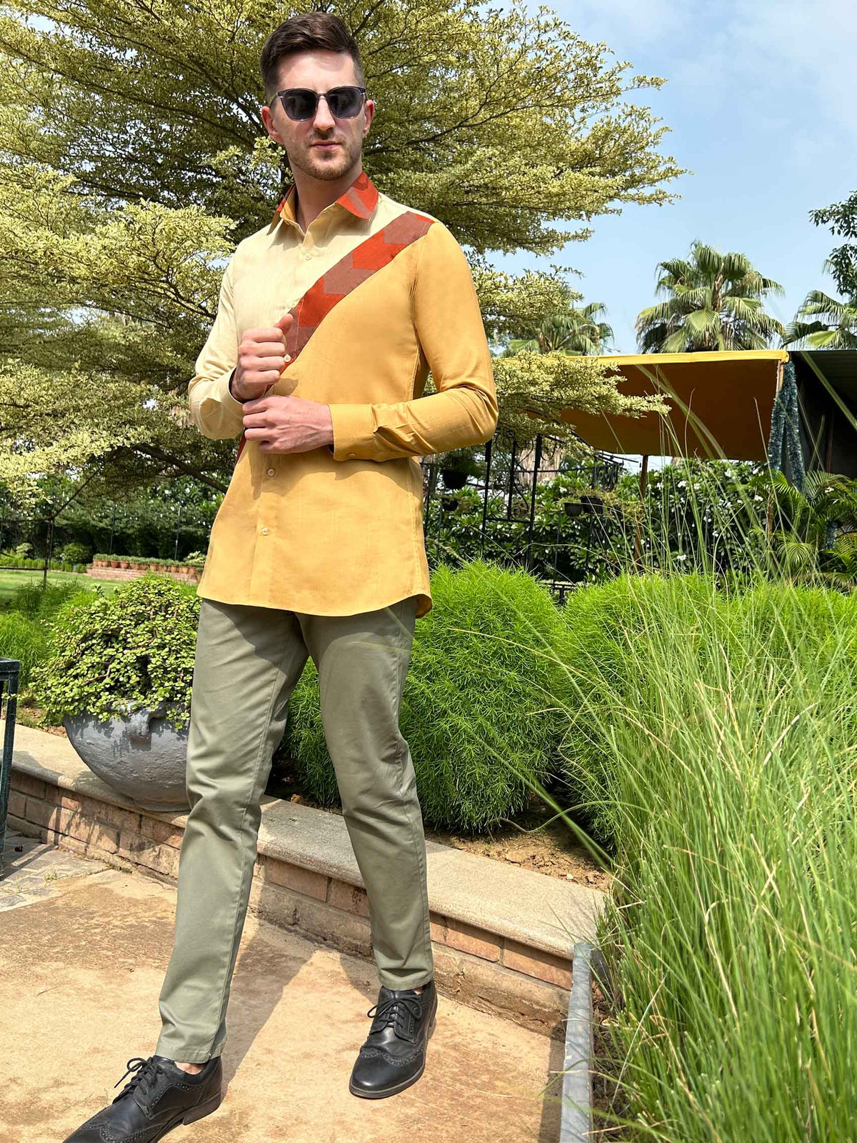 MORRIS AMALFI WONDERS HAND WOVEN COTTON PATCHWORK SHIRT