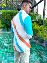 MICHAEL AMALFI WONDERS HAND WOVEN COTTON PATCHWORK SHIRT