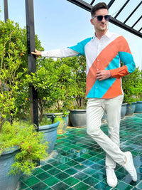 MICHAEL AMALFI WONDERS HAND WOVEN COTTON PATCHWORK SHIRT