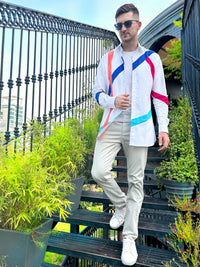 MURRAY AMALFI WONDERS HAND WOVEN COTTON PATCHWORK SHIRT