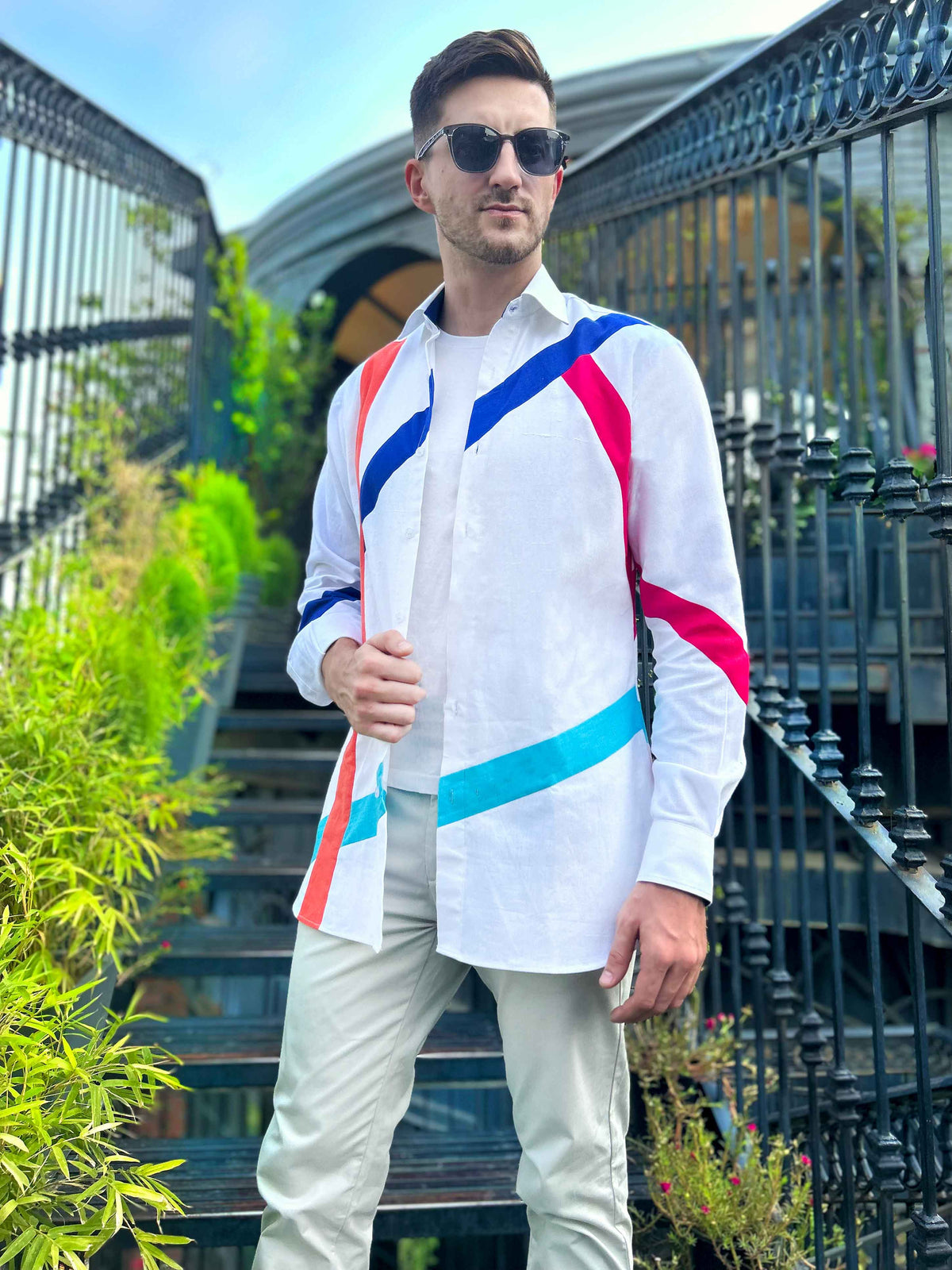 MURRAY AMALFI WONDERS HAND WOVEN COTTON PATCHWORK SHIRT