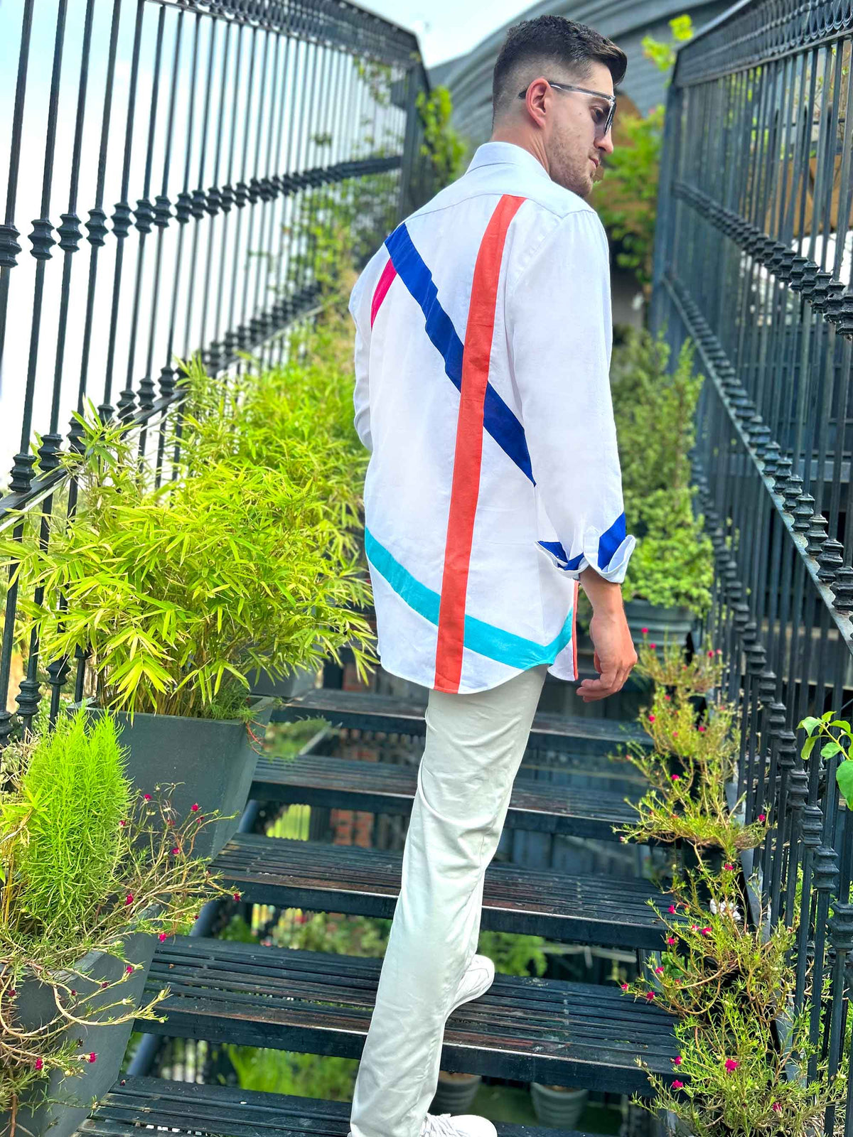 MURRAY AMALFI WONDERS HAND WOVEN COTTON PATCHWORK SHIRT