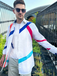 MURRAY AMALFI WONDERS HAND WOVEN COTTON PATCHWORK SHIRT