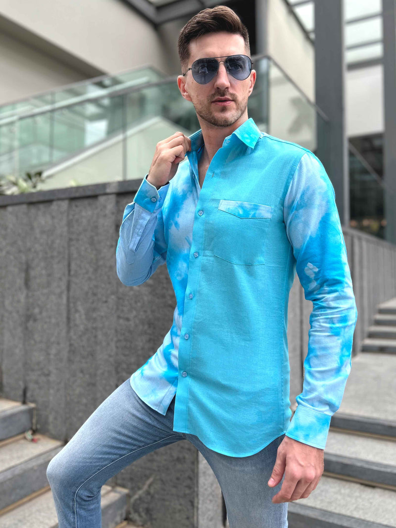 MYLES AMALFI WONDERS HAND WOVEN COTTON SHIBORI PATCHWORK SHIRT