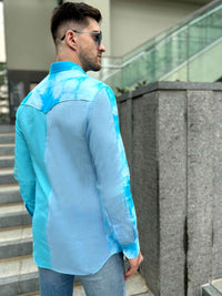 MYLES AMALFI WONDERS HAND WOVEN COTTON SHIBORI PATCHWORK SHIRT