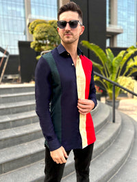 MARSHALL AMALFI WONDERS HAND WOVEN COTTON PATCHWORK SHIRT