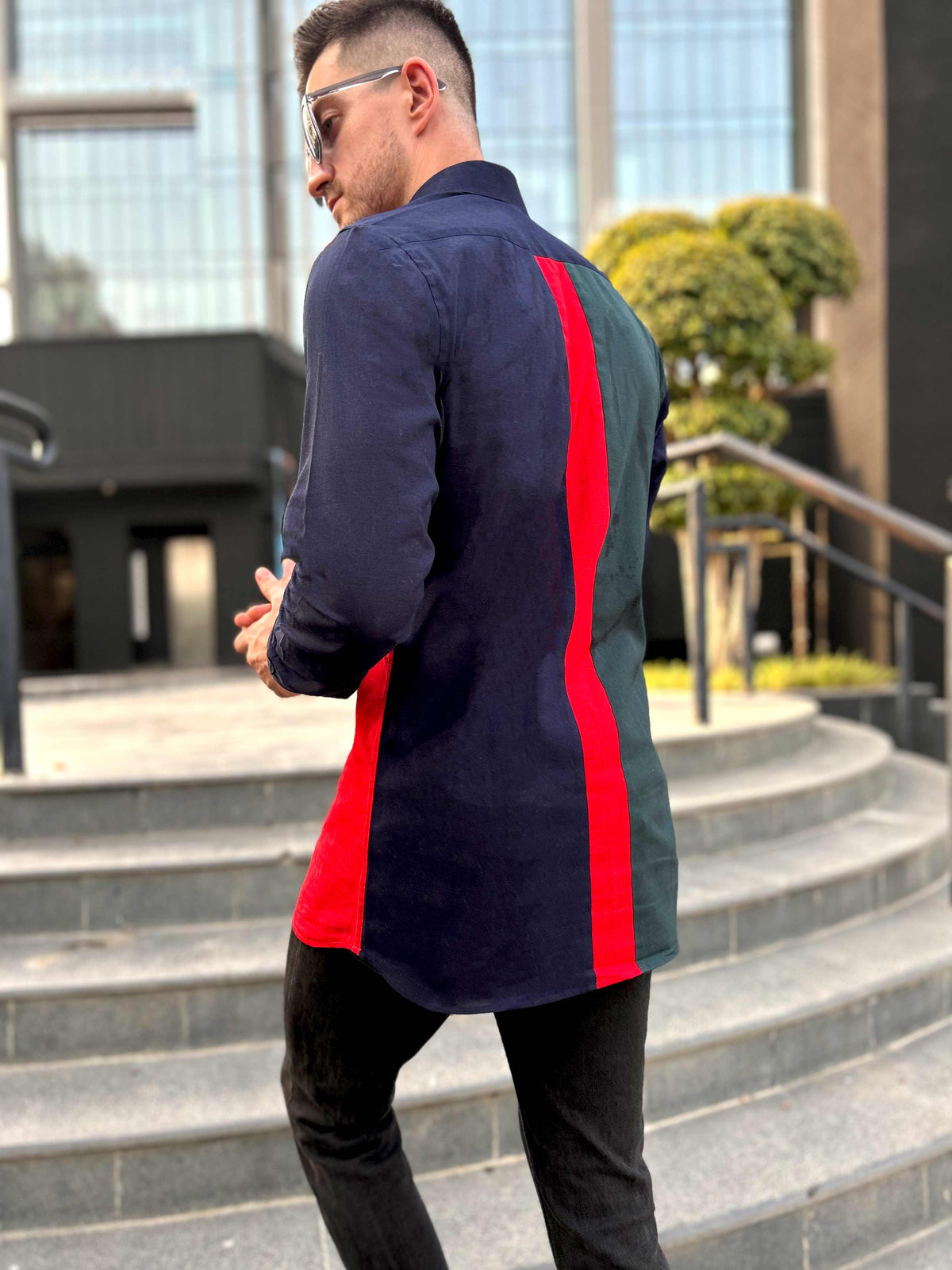 MARSHALL AMALFI WONDERS HAND WOVEN COTTON PATCHWORK SHIRT