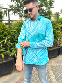 MARK AMALFI WONDERS HAND WOVEN COTTON SHIBORI PATCHWORK SHIRT