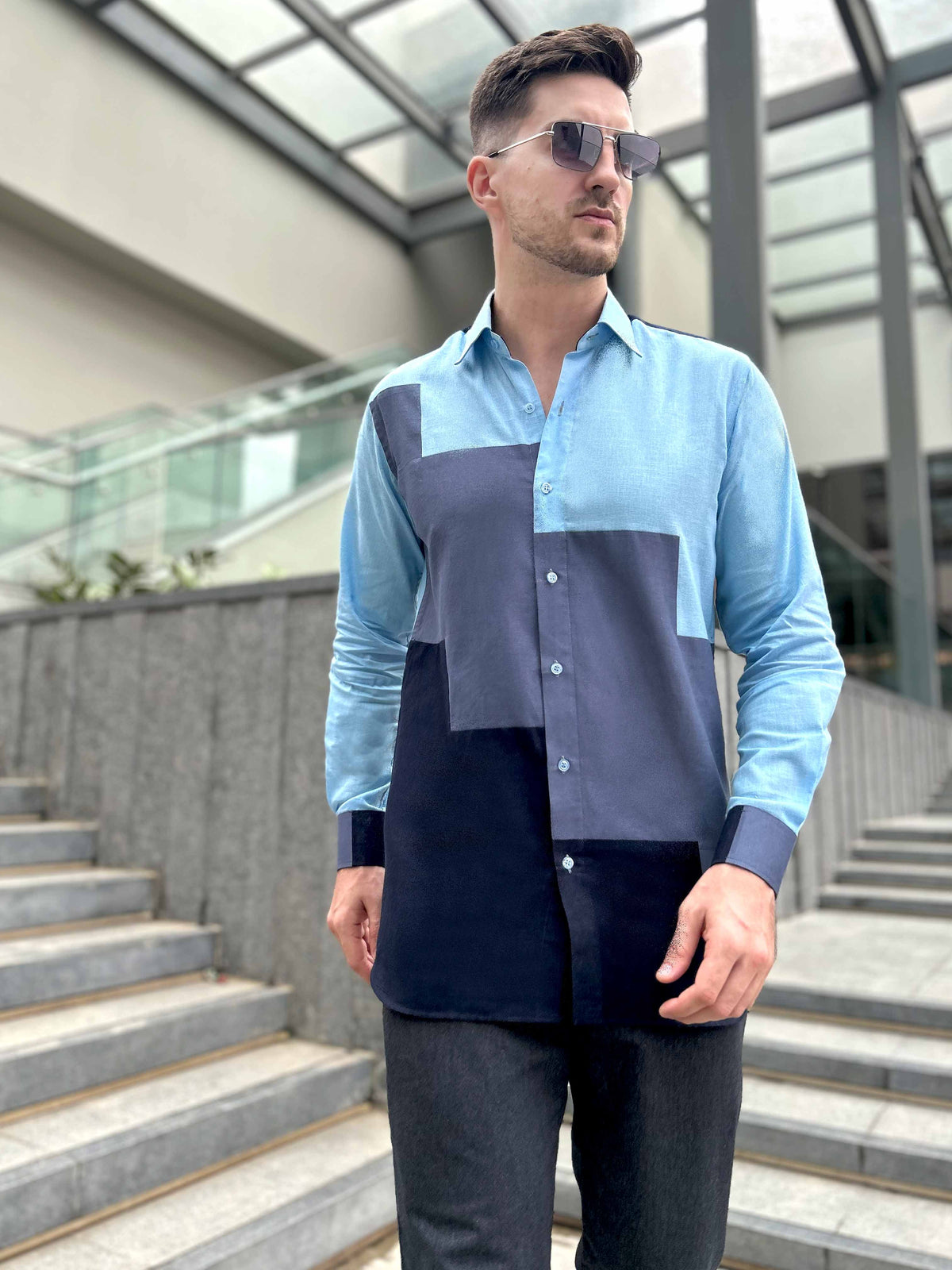 MAXWELL AMALFI WONDERS HAND WOVEN COTTON PATCHWORK SHIRT