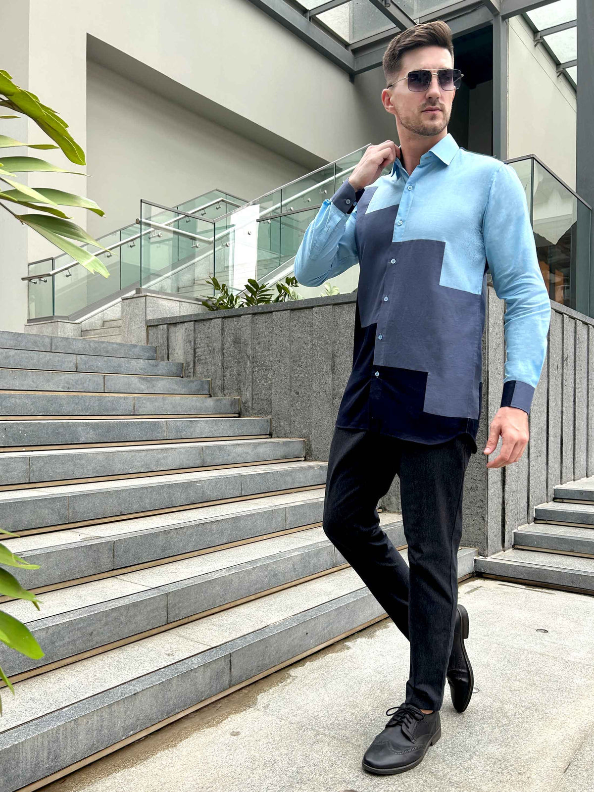 MAXWELL AMALFI WONDERS HAND WOVEN COTTON PATCHWORK SHIRT