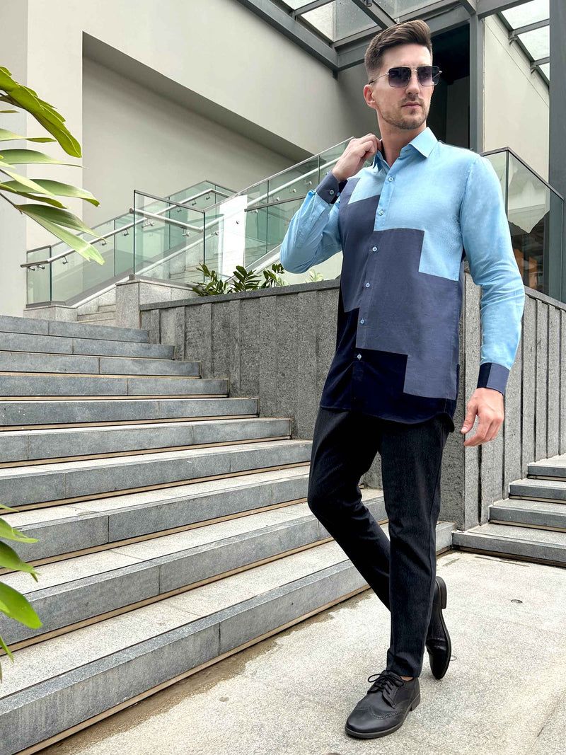 MAXWELL AMALFI WONDERS HAND WOVEN COTTON PATCHWORK SHIRT