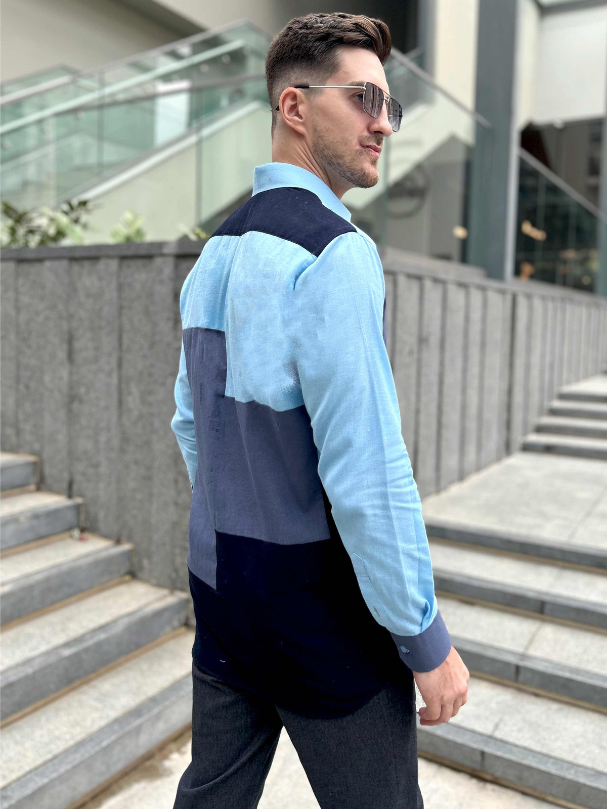 MAXWELL AMALFI WONDERS HAND WOVEN COTTON PATCHWORK SHIRT