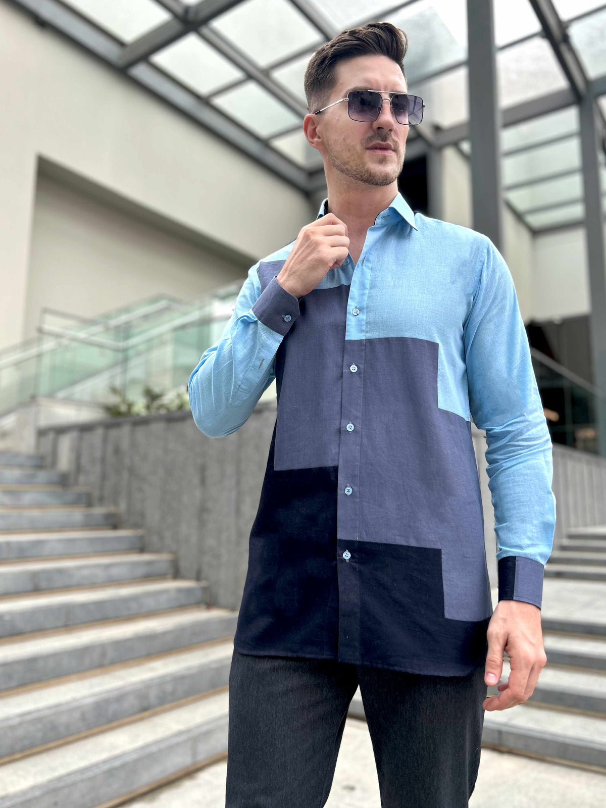 MAXWELL AMALFI WONDERS HAND WOVEN COTTON PATCHWORK SHIRT