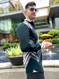 MADDOX AMALFI WONDERS HAND WOVEN COTTON SHIBORI PATCHWORK SHIRT