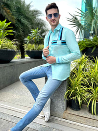 MORGAN AMALFI WONDERS HAND WOVEN COTTON PATCHWORK SHIRT