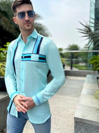 MORGAN AMALFI WONDERS HAND WOVEN COTTON PATCHWORK SHIRT