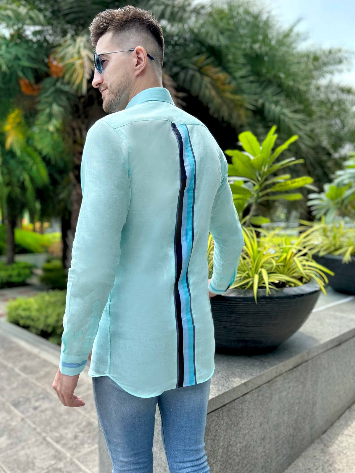 MORGAN AMALFI WONDERS HAND WOVEN COTTON PATCHWORK SHIRT