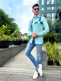 MORGAN AMALFI WONDERS HAND WOVEN COTTON PATCHWORK SHIRT