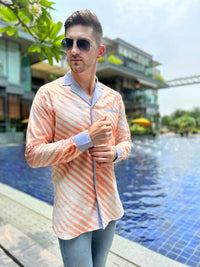 MALCOLM AMALFI WONDERS HAND WOVEN COTTON SHIBORI PATCHWORK SHIRT