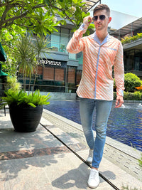 MALCOLM AMALFI WONDERS HAND WOVEN COTTON SHIBORI PATCHWORK SHIRT