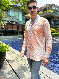 MALCOLM AMALFI WONDERS HAND WOVEN COTTON SHIBORI PATCHWORK SHIRT