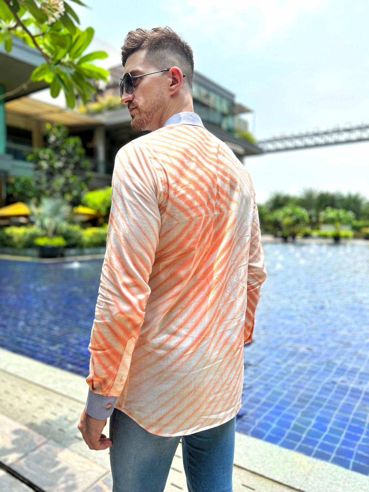 MALCOLM AMALFI WONDERS HAND WOVEN COTTON SHIBORI PATCHWORK SHIRT