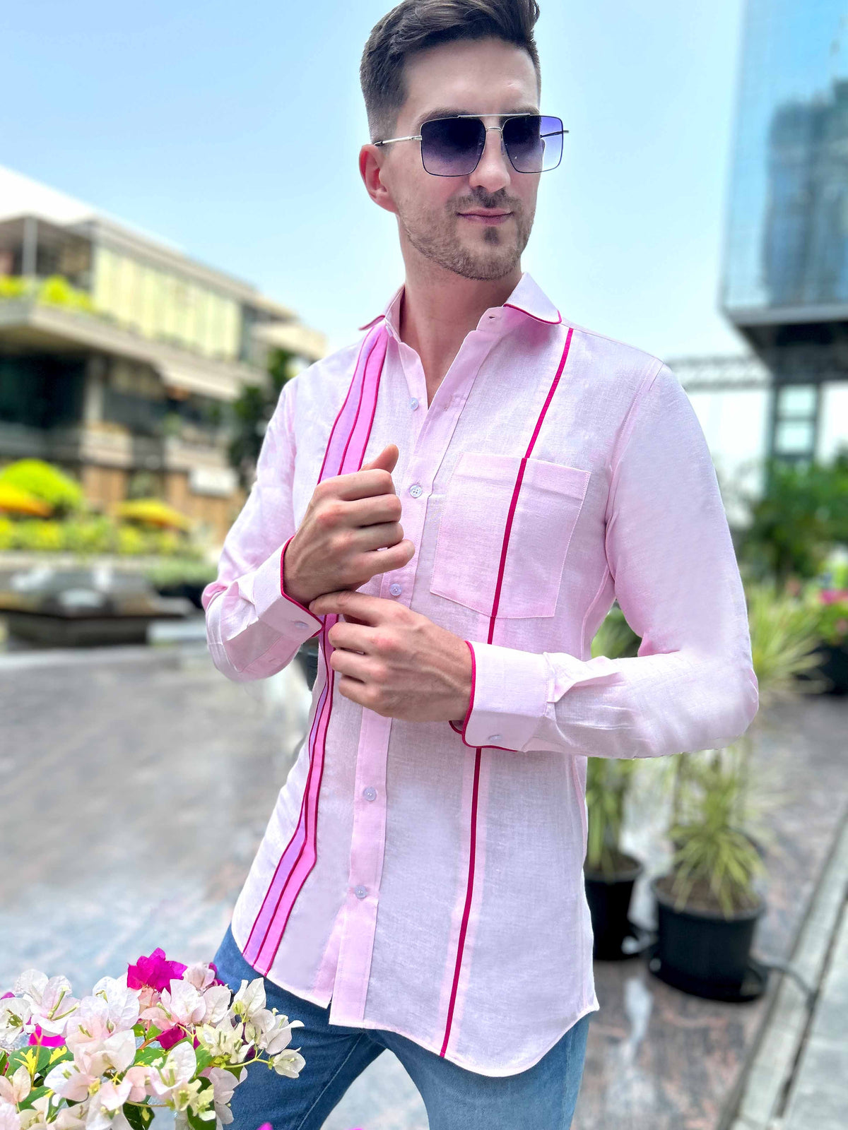 MURPHY AMALFI WONDERS HAND WOVEN COTTON PATCHWORK SHIRT