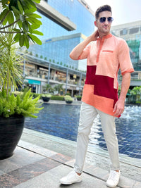 MAXIM AMALFI WONDERS HAND WOVEN COTTON PATCHWORK KURTA SHIRT