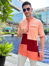 MAXIM AMALFI WONDERS HAND WOVEN COTTON PATCHWORK KURTA SHIRT