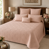 HARPER MEDITERRANEAN SERENITY DUSTY BLUSH QUILTED 6 PIECE BEDCOVER SET