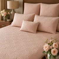 HARPER MEDITERRANEAN SERENITY DUSTY BLUSH QUILTED 6 PIECE BEDCOVER SET