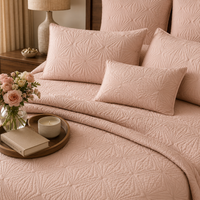 HARPER MEDITERRANEAN SERENITY DUSTY BLUSH QUILTED 6 PIECE BEDCOVER SET