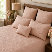 HARPER MEDITERRANEAN SERENITY DUSTY BLUSH QUILTED 6 PIECE BEDCOVER SET