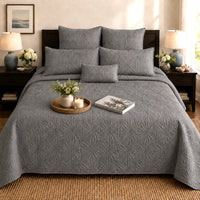 HENSLEY MEDITERRANEAN SERENITY COASTAL SLATE QUILTED 6 PIECE BEDCOVER SET