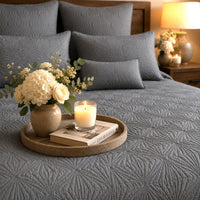 HENSLEY MEDITERRANEAN SERENITY COASTAL SLATE QUILTED 6 PIECE BEDCOVER SET