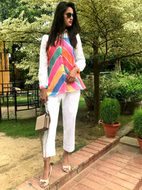 SHELLY SANTORINI STRIPES SILK KOTA DORIA TUNIC