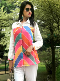 SHELLY SANTORINI STRIPES SILK KOTA DORIA TUNIC