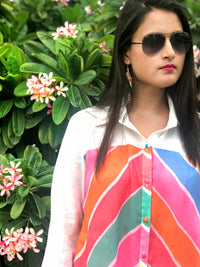 SHELLY SANTORINI STRIPES SILK KOTA DORIA TUNIC