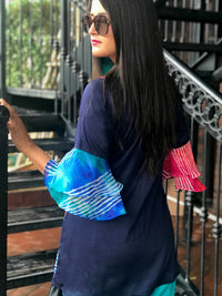 SAYLOR SANTORINI STRIPES SILK KOTA DORIA TUNIC